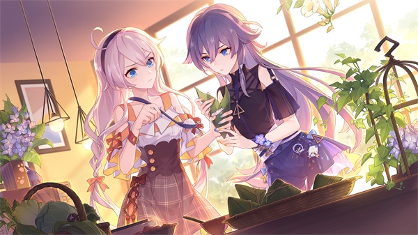 画师作品 | 端午节到，琪亚娜和符华包粽子啦，这次一定成功哒