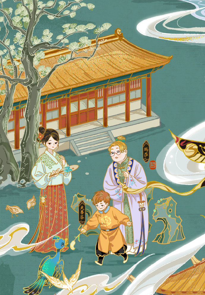 奇舫社画师接力大作——御苑夏令图