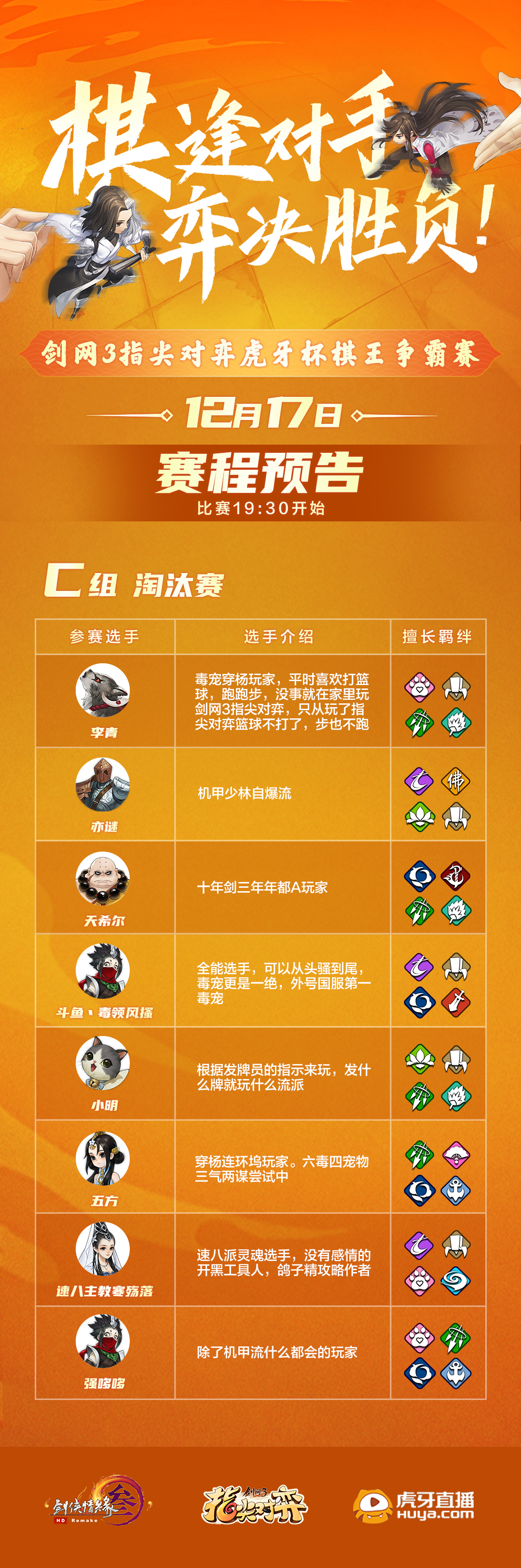 【棋王争霸赛赛事播报】12月17日淘汰赛预告
