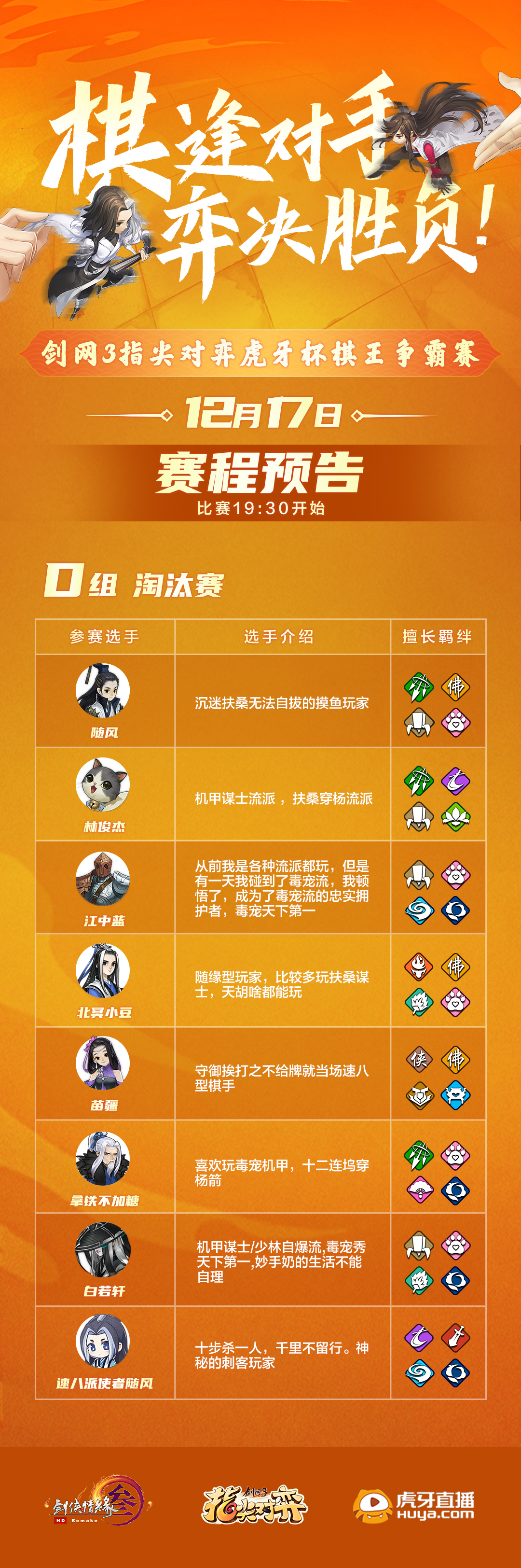 【棋王争霸赛赛事播报】12月17日淘汰赛预告