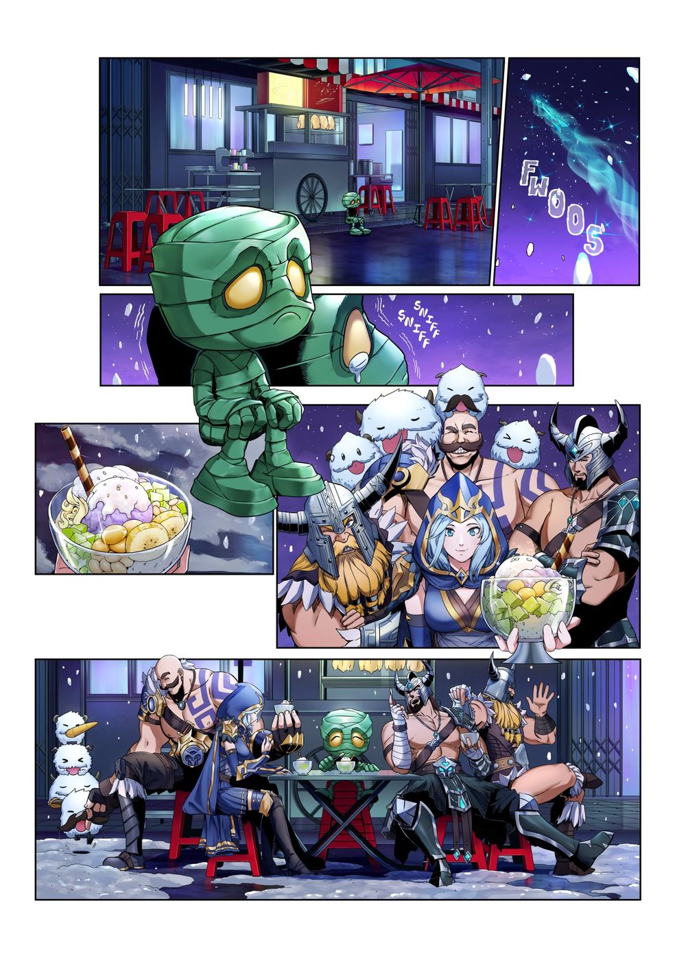 来自《英雄联盟手游》官方的圣诞小漫画,瞬间得到了温暖