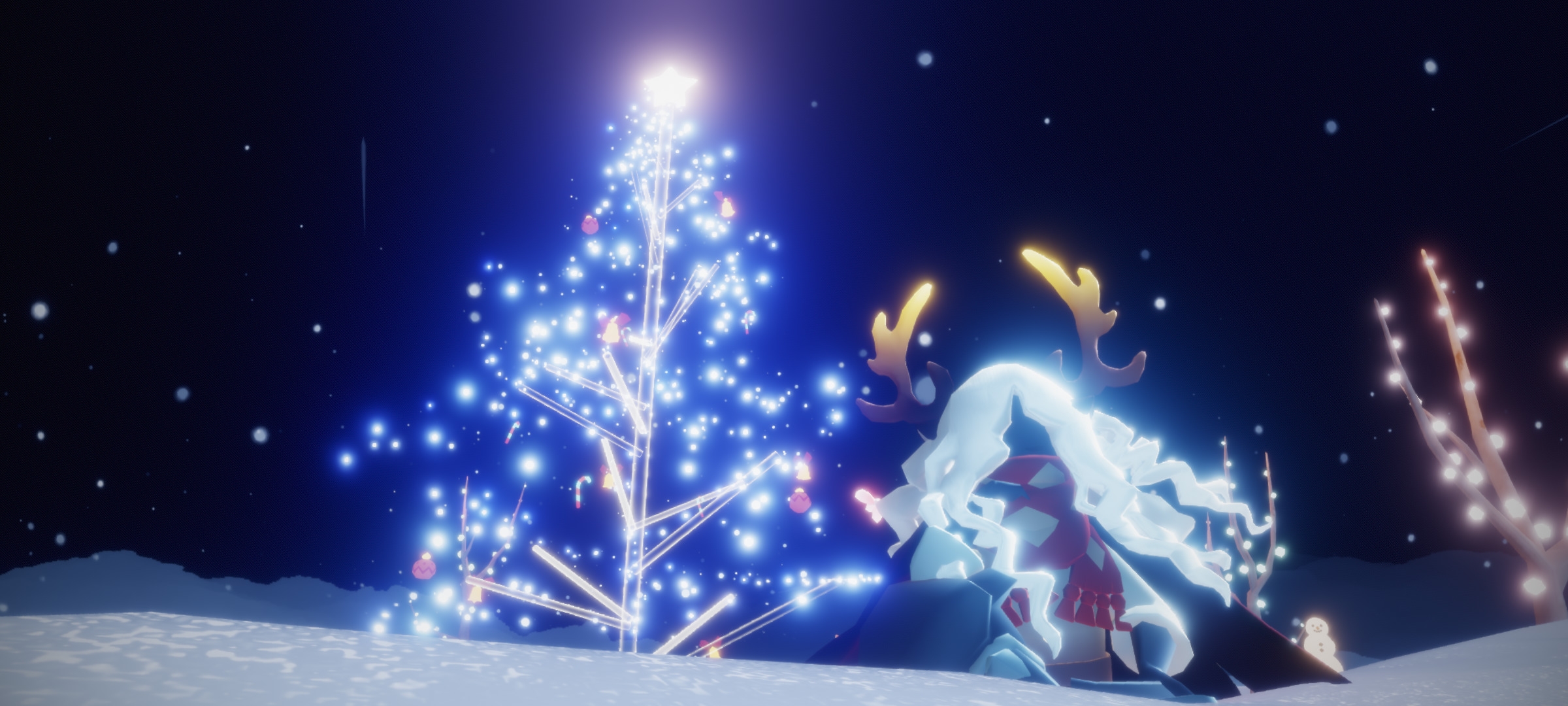 又是一个温暖元旦圣诞树真的很好看在光遇又过了一年