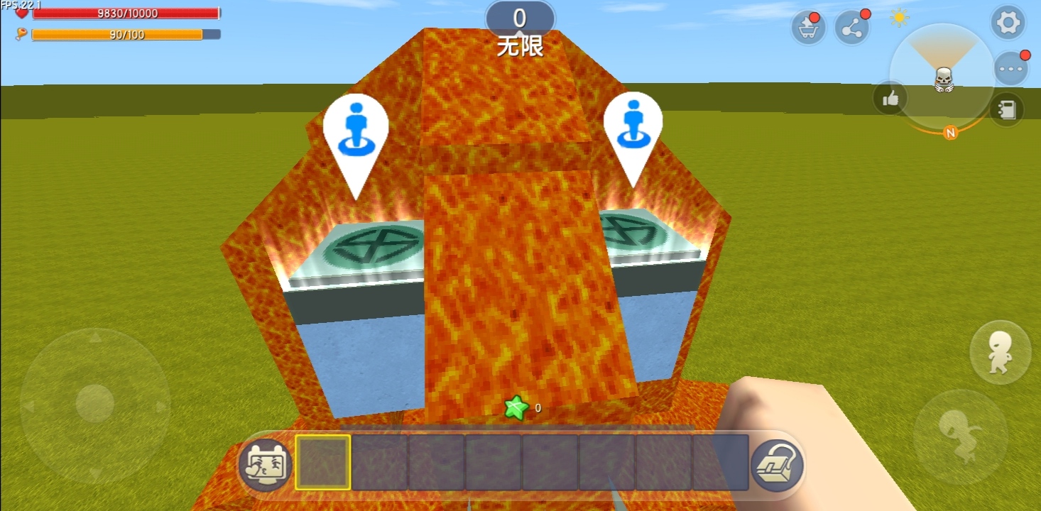 迷你世界岩浆中沐浴这张地图可以办到无限重生回血万点