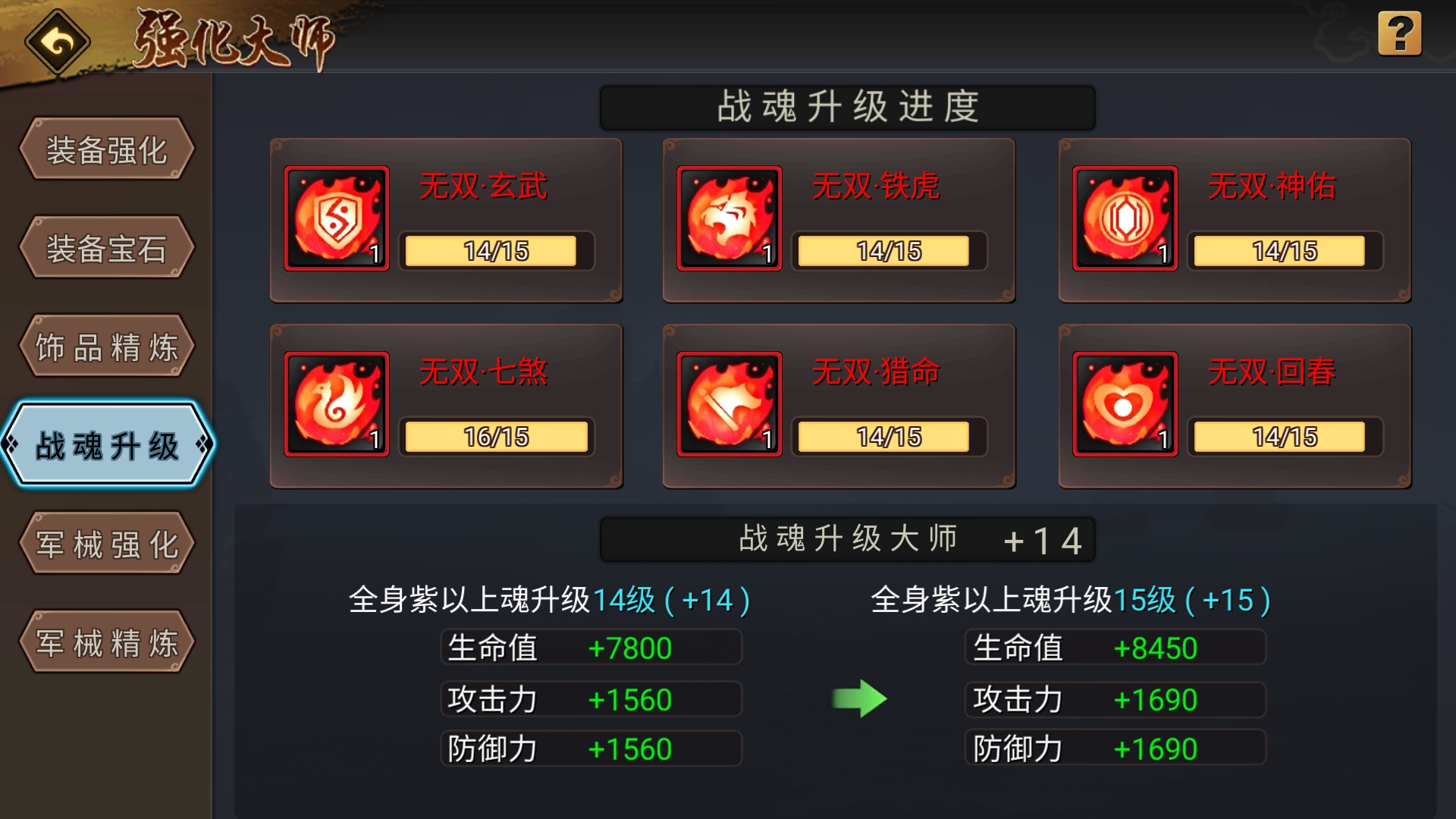 强化大师没什么用，下次升攻击算了