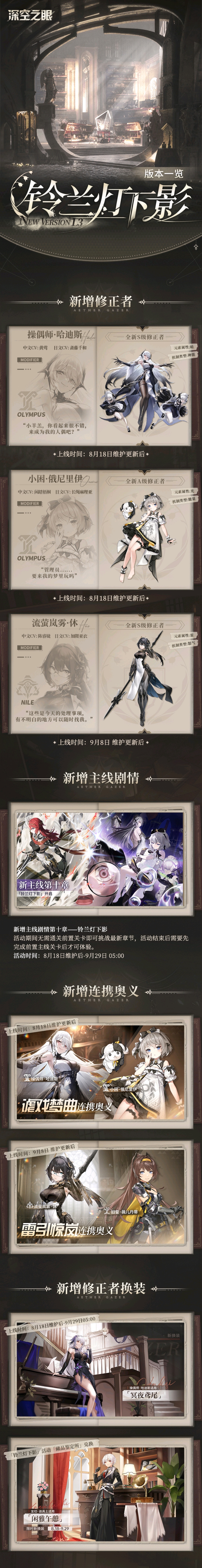1.3版本「铃兰灯下影」版本一览